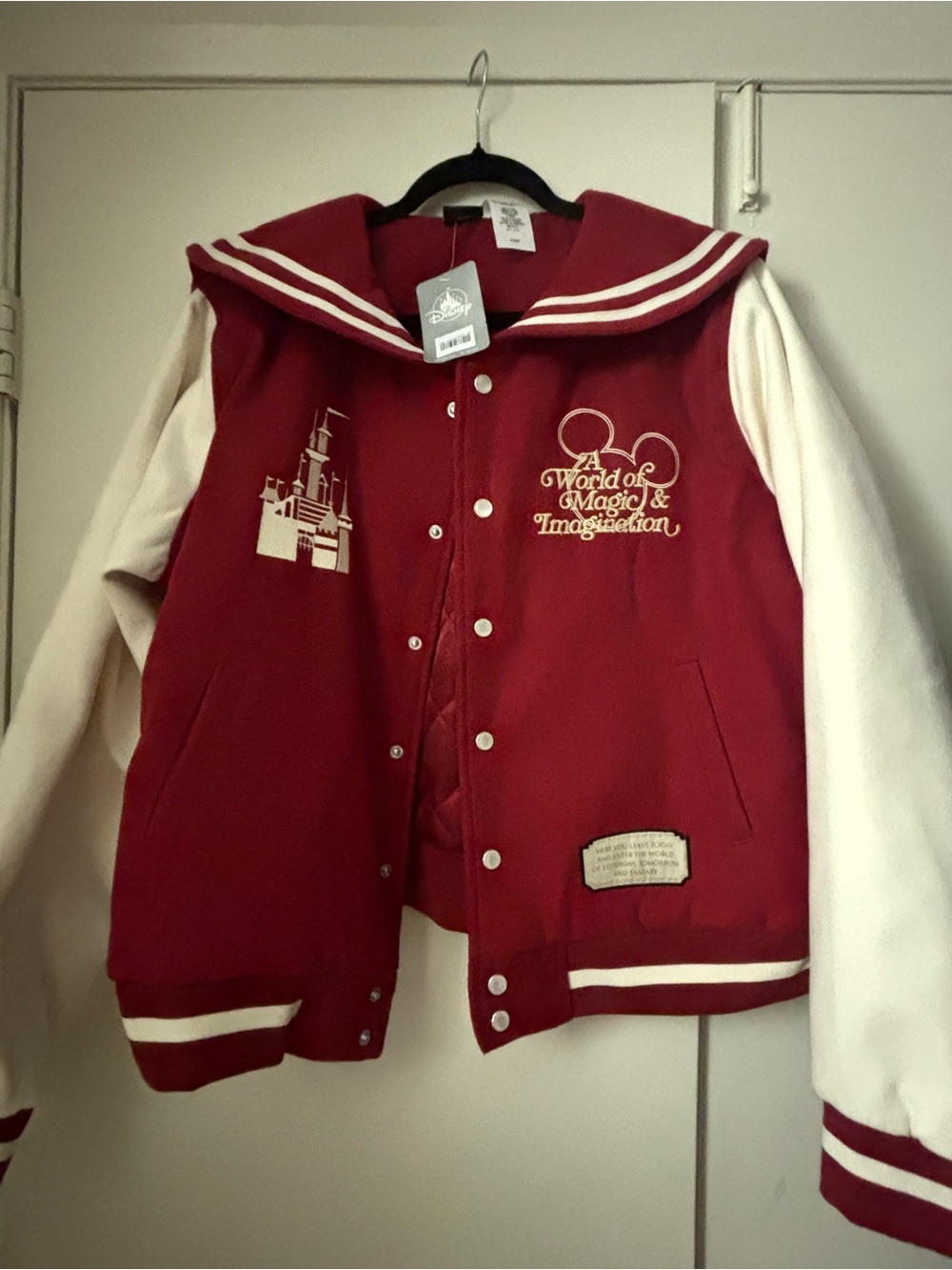 Disney Red & White Sailor Collar Varsity Jacket